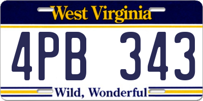 WV license plate 4PB343