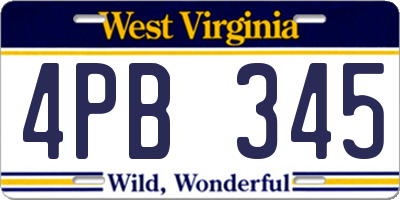 WV license plate 4PB345