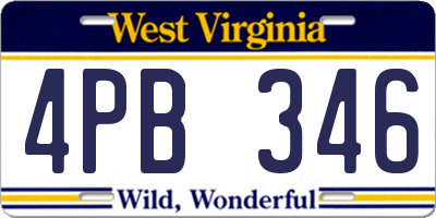 WV license plate 4PB346