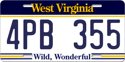 WV license plate 4PB355