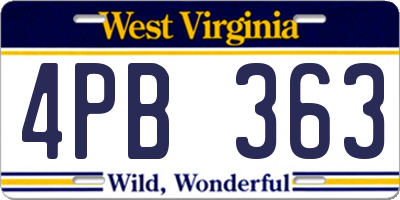 WV license plate 4PB363