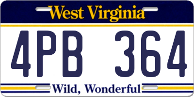WV license plate 4PB364