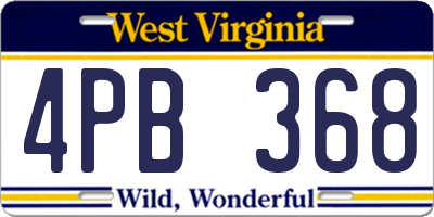 WV license plate 4PB368