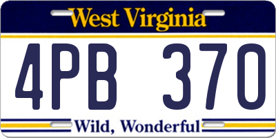 WV license plate 4PB370