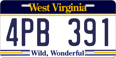 WV license plate 4PB391