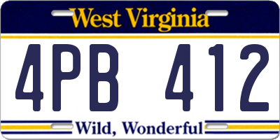 WV license plate 4PB412