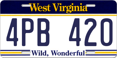 WV license plate 4PB420