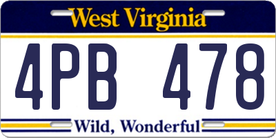 WV license plate 4PB478