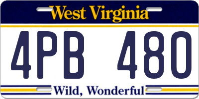WV license plate 4PB480