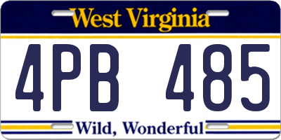 WV license plate 4PB485