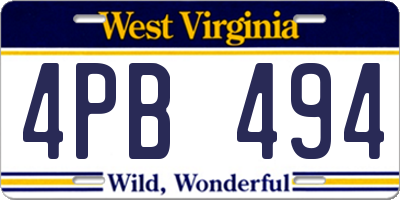WV license plate 4PB494