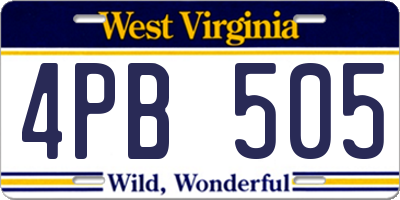 WV license plate 4PB505