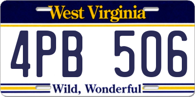 WV license plate 4PB506