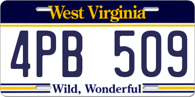 WV license plate 4PB509