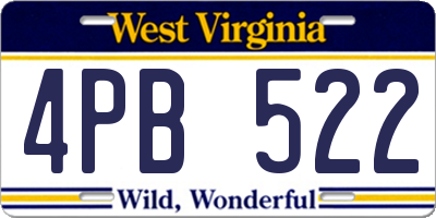 WV license plate 4PB522