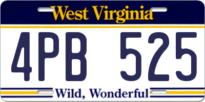 WV license plate 4PB525