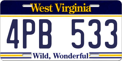 WV license plate 4PB533