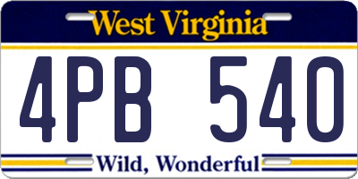 WV license plate 4PB540