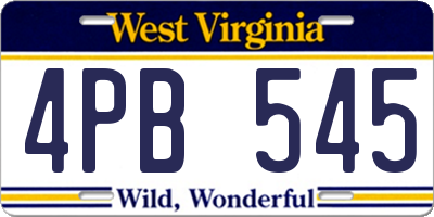 WV license plate 4PB545