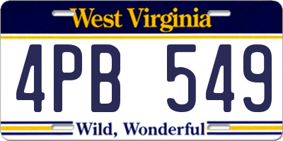 WV license plate 4PB549