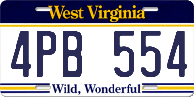 WV license plate 4PB554