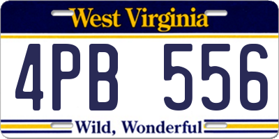 WV license plate 4PB556