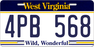 WV license plate 4PB568