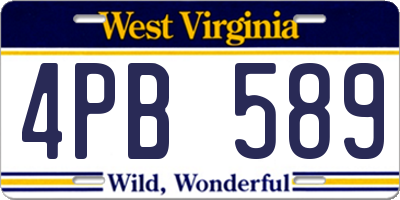 WV license plate 4PB589