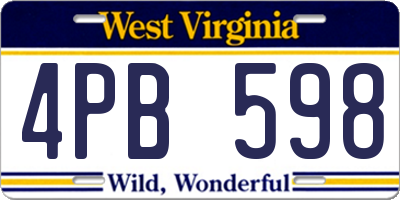 WV license plate 4PB598