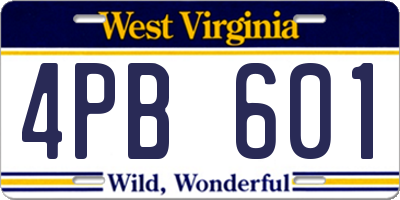 WV license plate 4PB601