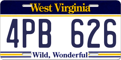 WV license plate 4PB626