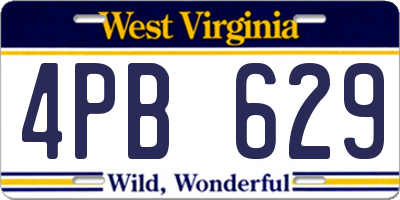 WV license plate 4PB629