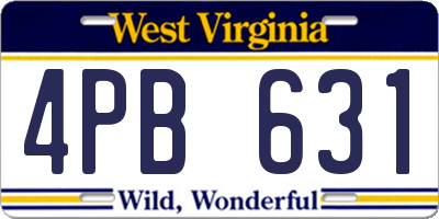 WV license plate 4PB631