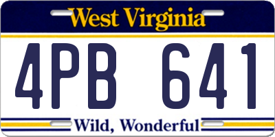 WV license plate 4PB641