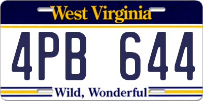 WV license plate 4PB644