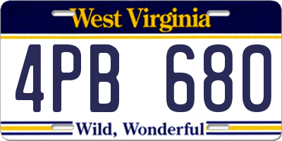 WV license plate 4PB680
