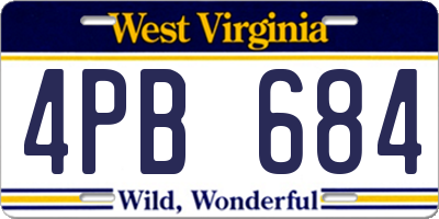 WV license plate 4PB684