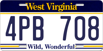 WV license plate 4PB708