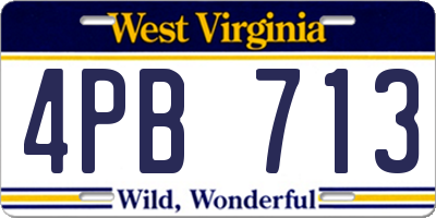 WV license plate 4PB713