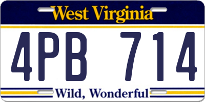 WV license plate 4PB714