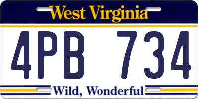 WV license plate 4PB734