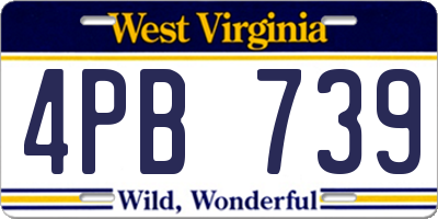 WV license plate 4PB739