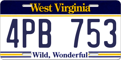 WV license plate 4PB753