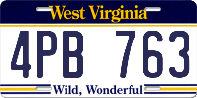 WV license plate 4PB763