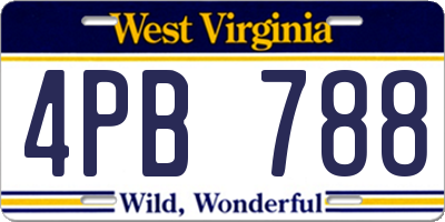 WV license plate 4PB788