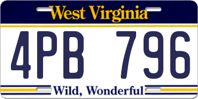 WV license plate 4PB796