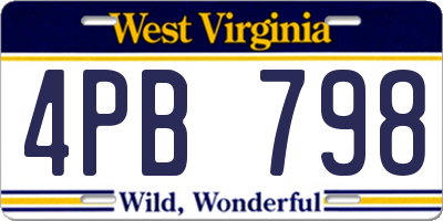 WV license plate 4PB798