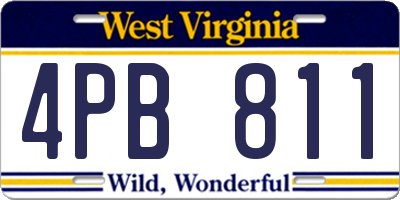 WV license plate 4PB811