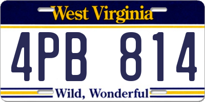 WV license plate 4PB814