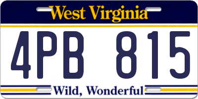 WV license plate 4PB815